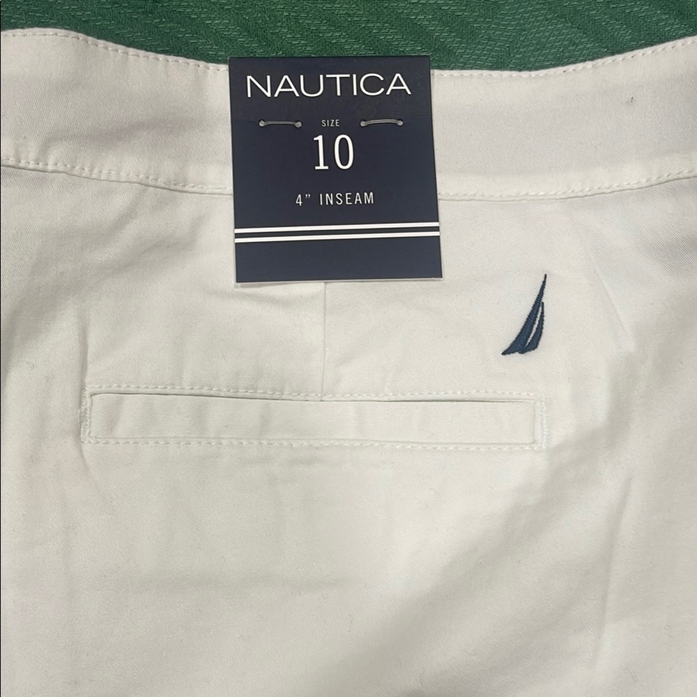Nautica White High Waist Shorts Tailored Cotton Blend - Picture 3 of 10